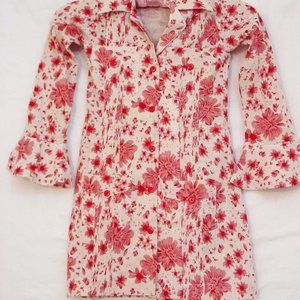 Girl's ROSIR Guayabera Shirt Dress Red Natural 2 NWOT